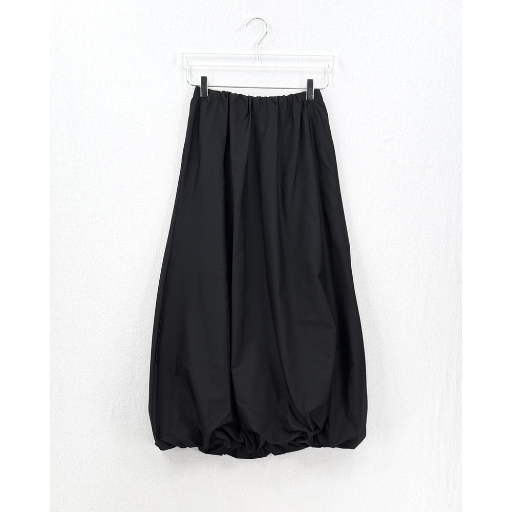 ENZA COSTA Poplin Bubble Skirt Women XS Black Cotton Midi Elastic Waist Casual - Picture 5 of 16